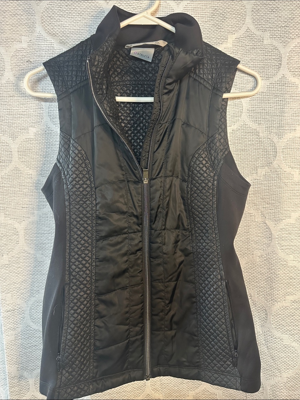 Athleta Rock Springs Quilted Full Zip PrimaLoft Vest Black Women's Size Small